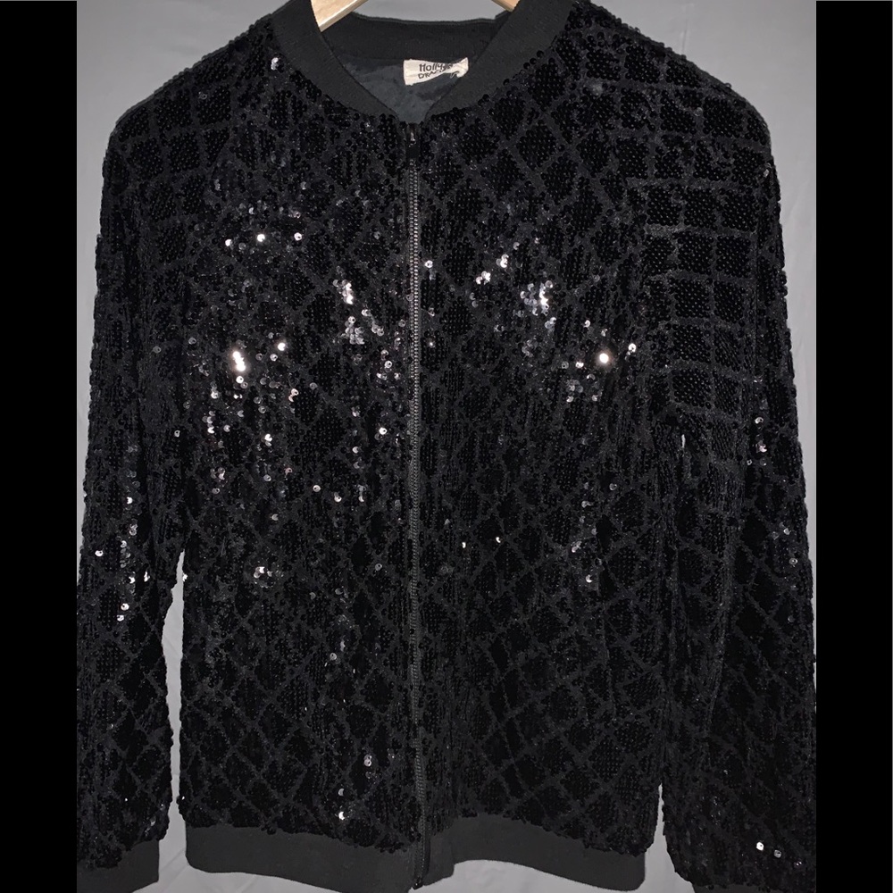 Molly Bracken Black Sequined Long Sleeve Jacket